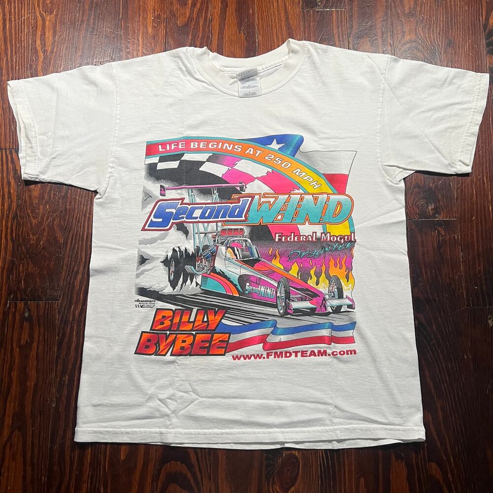Gildan L Y2K Drag Racing Tee White Regular